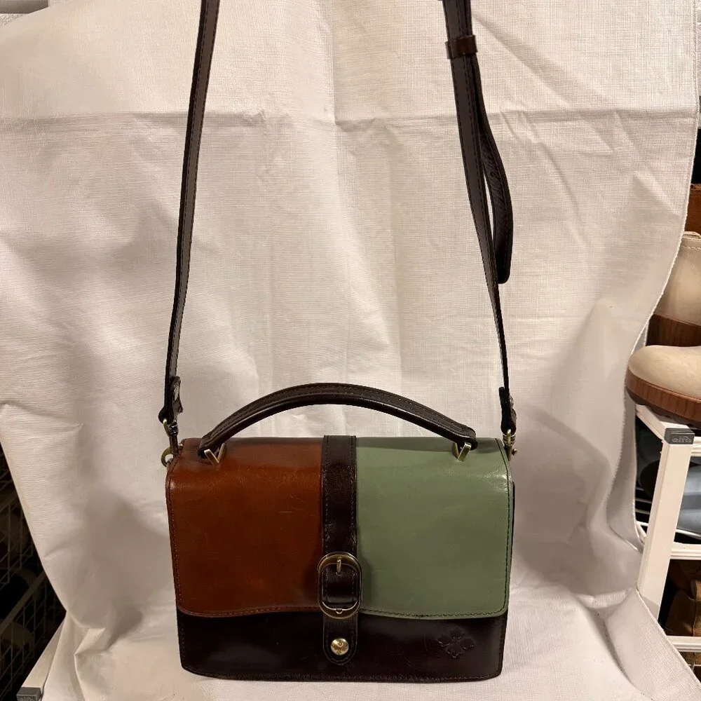 Patricia Nash Amara Top Handle Leather Crossbody Colorblock - Picture 2 of 11